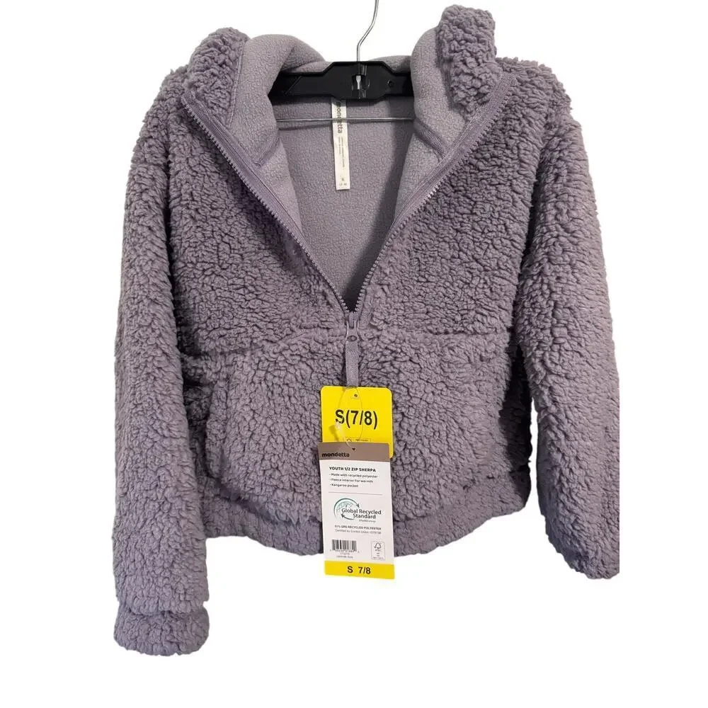 Mondetta NWT 7/8 Lavender jacket with half zip kangaroo pockets